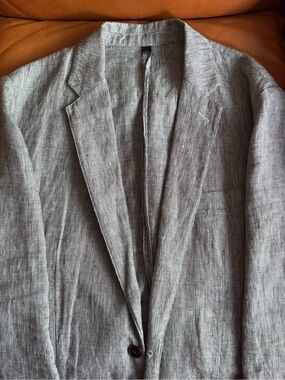 Light Gray Linen Notch Lapel Blazer